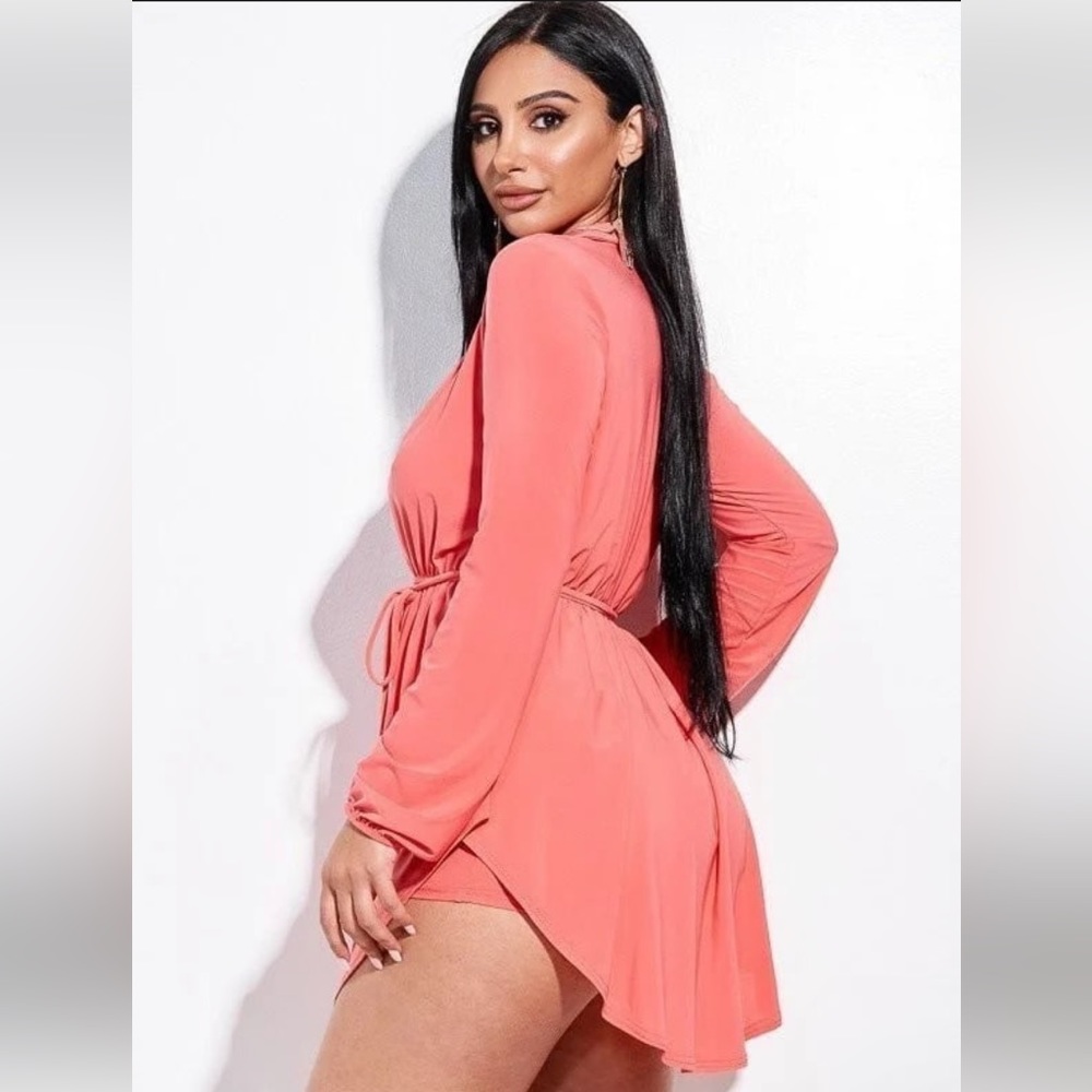 FEW LEFT “Lasting Impression” Coral Long Sleeve Top & Bottoms Set - Picture 4 of 6